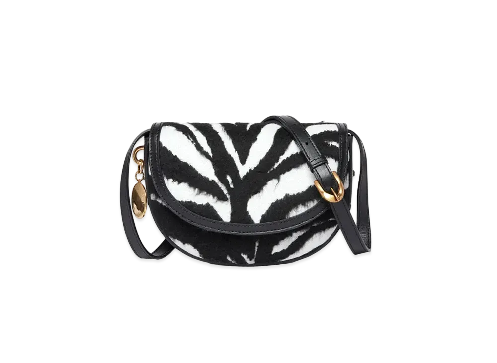 STELLA McCARTNEY Frayme Tiger Pattern Shoulder Bag "Black/White"