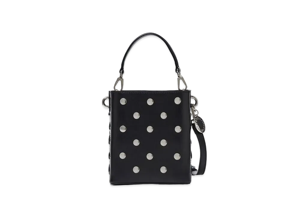 STELLA McCARTNEY Frayme Studded Small Bucket Bag "Pitch Black"