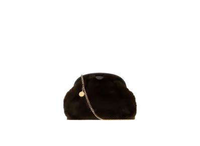 STELLA McCARTNEY Women's Eco Fur Falabella Clutch "Dark Brown"