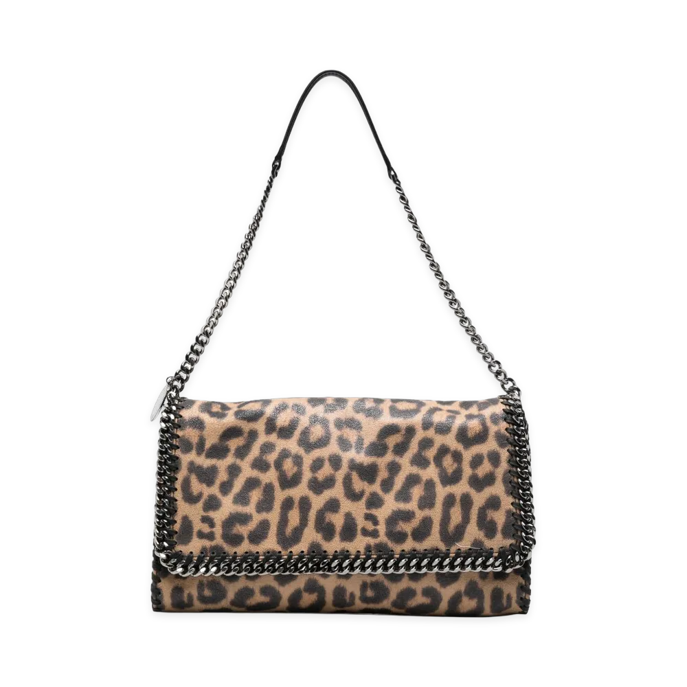 STELLA McCARTNEY Women's Messenger Falabella Motif Leopard Bag "Brown"