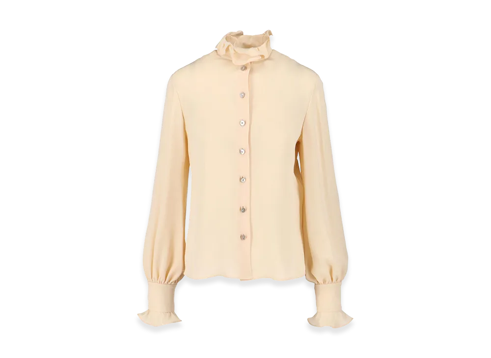 Valentino Women's Silk Shirt With Ruffles "Beige"