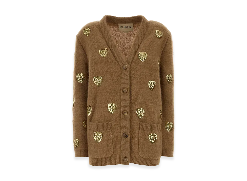 Valentino Women's Mohair Blend Oversize Cardigan "Camel"