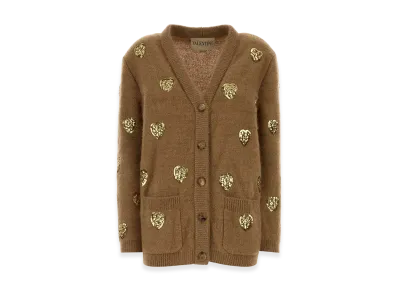 Valentino Women's Mohair Blend Oversize Cardigan "Camel"
