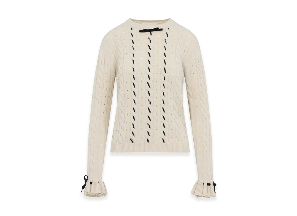 Valentino Women's Wool Sweater Cable Knit "Beige"