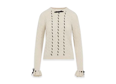Valentino Women's Wool Sweater Cable Knit "Beige"