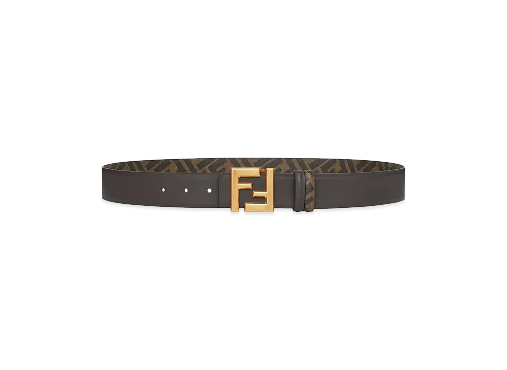 FENDI Reversible Belt With Thin Squared FF Buckle "Brown"