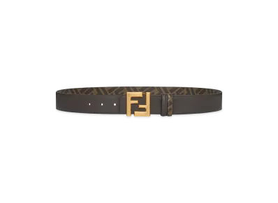 FENDI Reversible Belt With Thin Squared FF Buckle "Brown"
