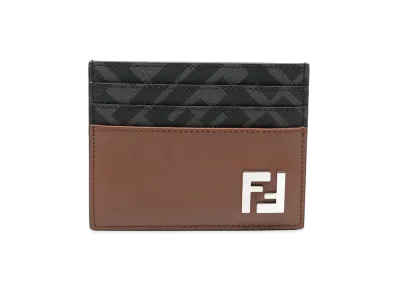 FENDI Squared FF Card Holder "Brown"