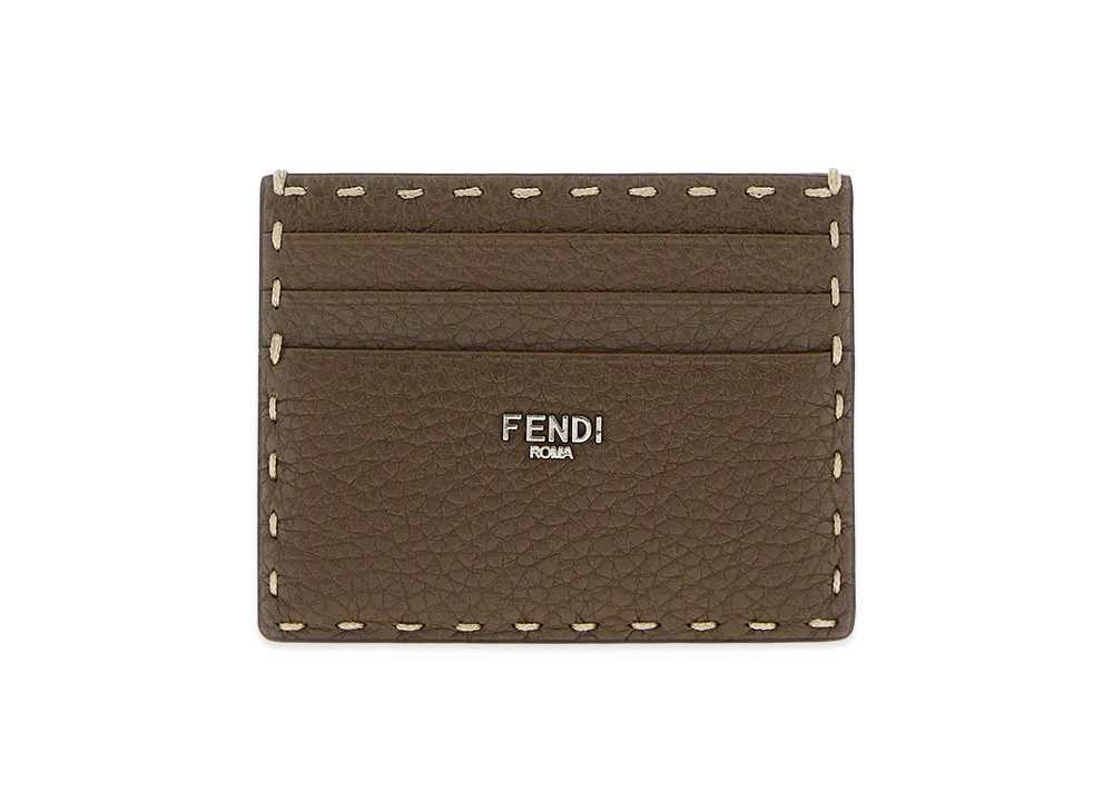 FENDI Leather Card Holder "Mud Brown"