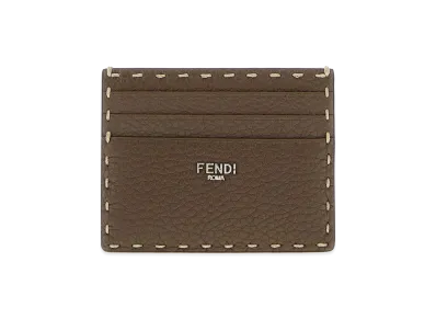 FENDI Leather Card Holder "Mud Brown"