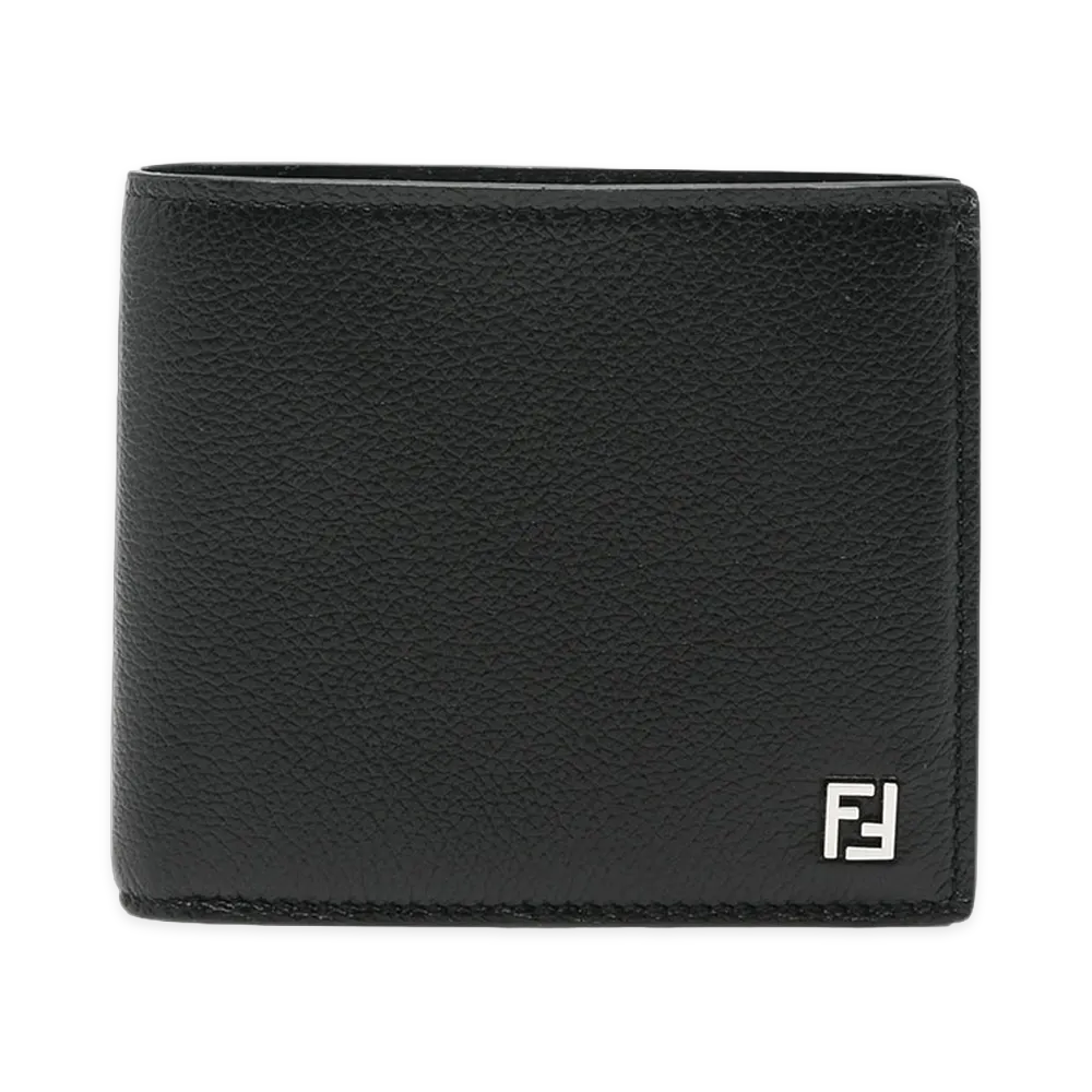 FENDI Portafoglio FF Bi-Fold in Pelle Granata "Black"