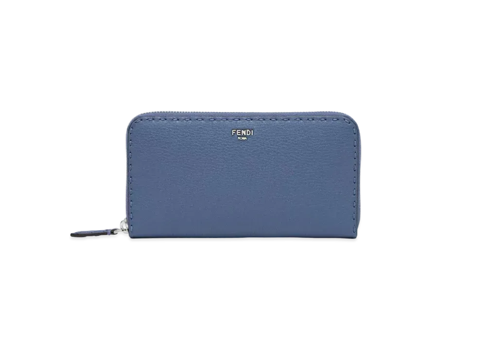 FENDI Selleria Zip-Around Wallet "Light Blue"