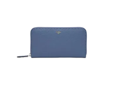 FENDI Selleria Zip-Around Wallet "Light Blue"