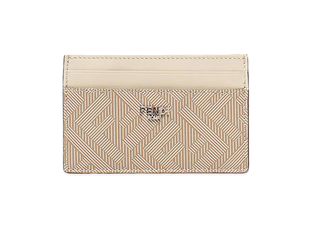 FENDI Two-Tone Leather Shadow Card Holder "Beige"