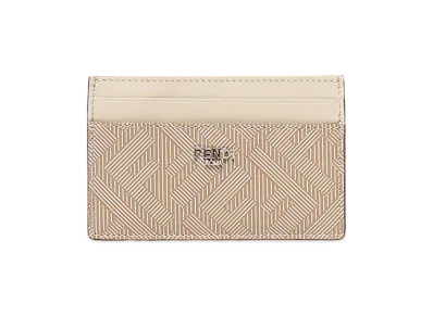 FENDI Two-Tone Leather Shadow Card Holder "Beige"