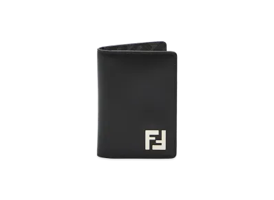 FENDI FF Squared Leather Bi-Fold Card Holder "Black"