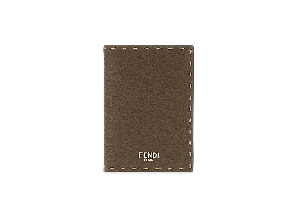 FENDI Leather Card Holder "Mud Brown"