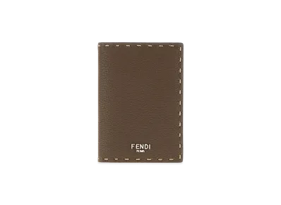 FENDI Leather Card Holder "Mud Brown"