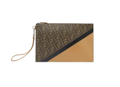FENDI Diagonal Flat Pouch "Brown"