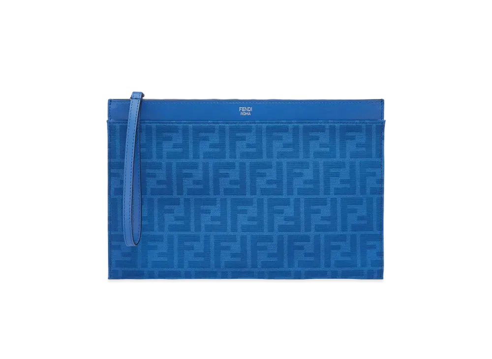 FENDI FF Jacquard Flat Pouch Medium "Blue"