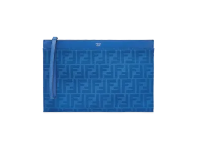 FENDI FF Jacquard Flat Pouch Medium "Blue"