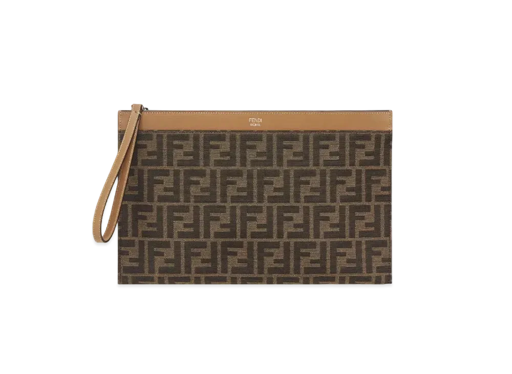 FENDI FF Jacquard Flat Pouch Medium "Brown"