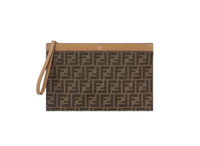 FENDI FF Jacquard Flat Pouch Medium "Brown"