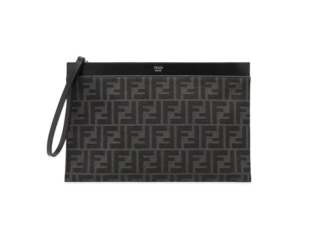 FENDI FF Jacquard Flat Pouch Medium "Black"
