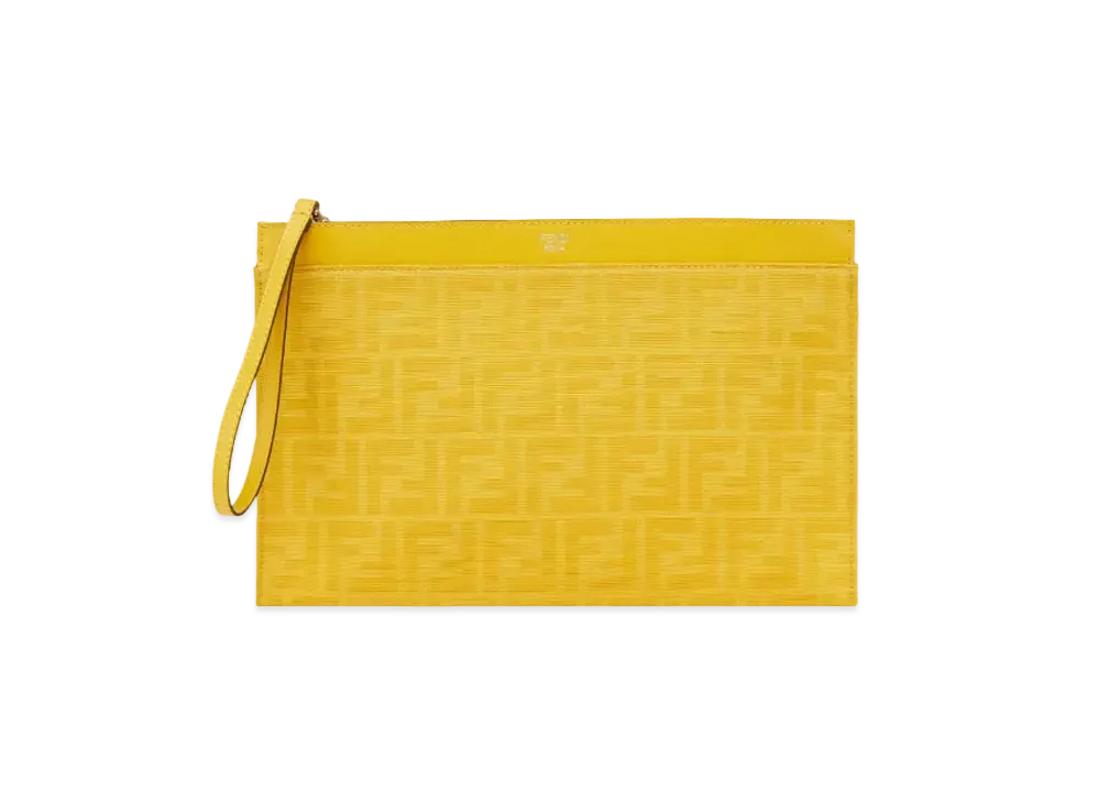FENDI FF Jacquard Flat Pouch Medium "Yellow"