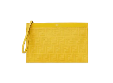 FENDI FF Jacquard Flat Pouch Medium "Yellow"