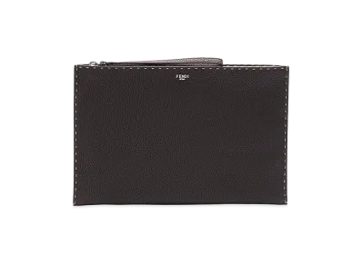 FENDI Leather Clutch "Dark Brown"