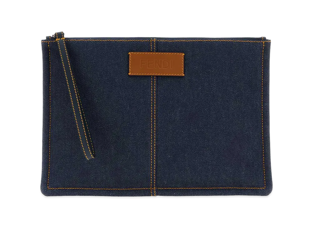 FENDI Denim Medium Clutch "Blue"