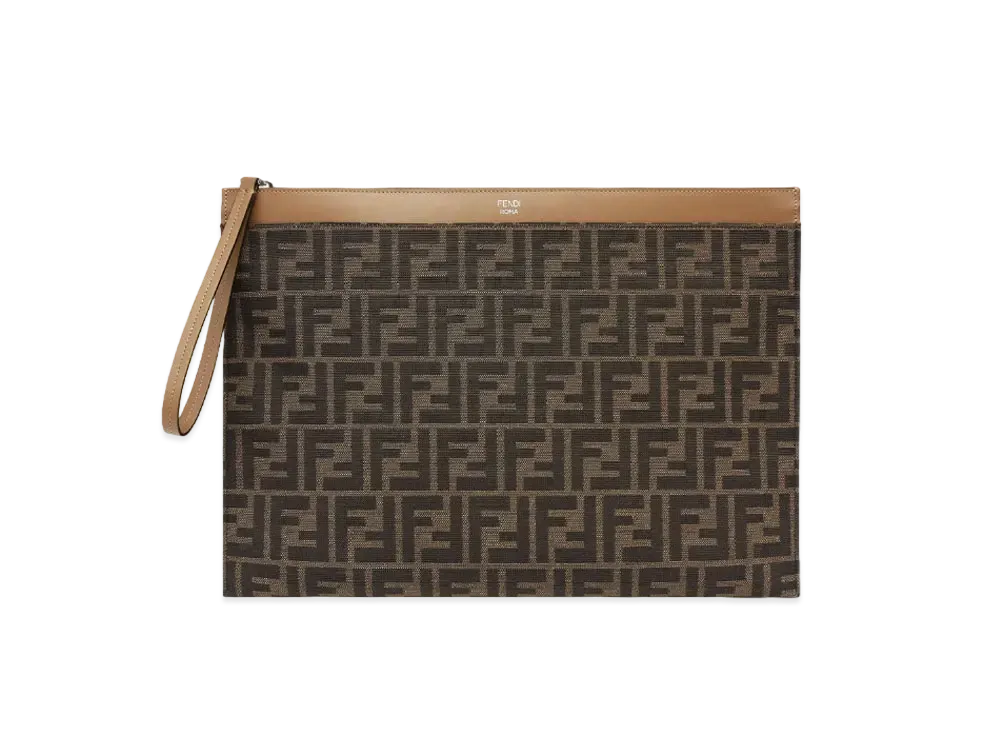 FENDI Large Flat FF Pouch "Brown"