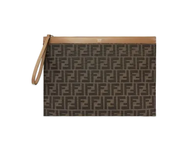 FENDI Large Flat FF Pouch "Brown"