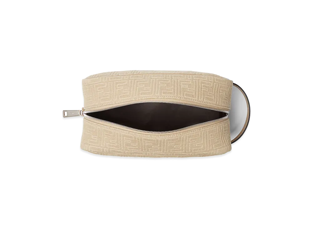 FENDI Embroidered Denim Beauty Case "Beige"