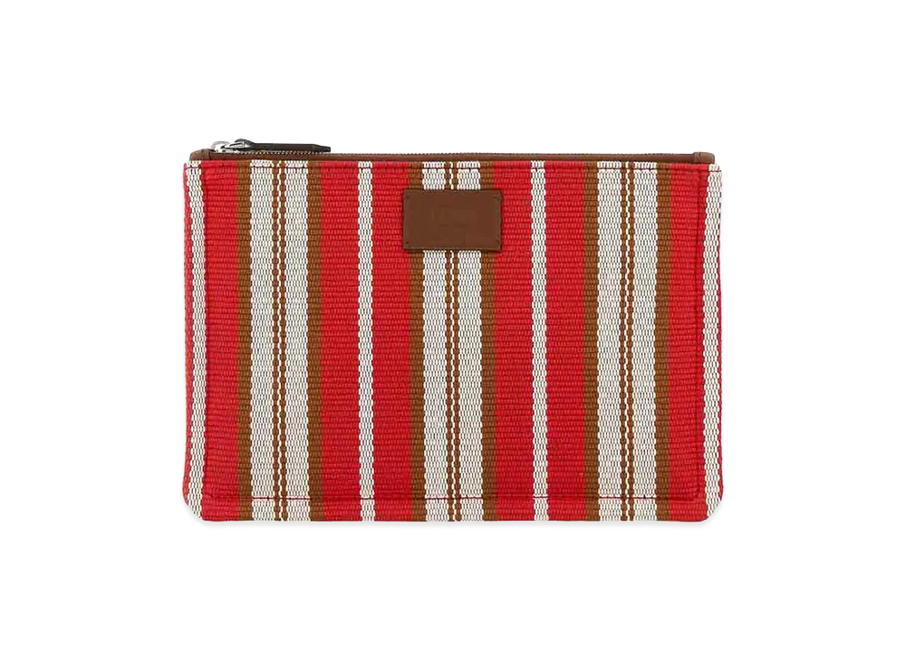 FENDI Embroidered Canvas Signature Pouch "Red"