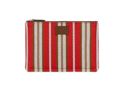 FENDI Embroidered Canvas Signature Pouch "Red"