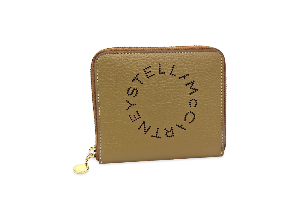 STELLA McCARTNEY Women's Embossed Grainy Mat Bifold Round Zip Wallet "Sand"