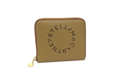 STELLA McCARTNEY Women's Embossed Grainy Mat Bifold Round Zip Wallet "Sand"
