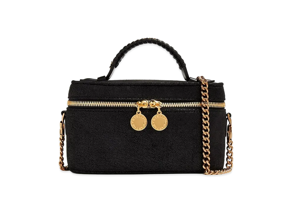 STELLA McCARTNEY Women's Chain Falabella Cosmetic Case "Black/Gold"