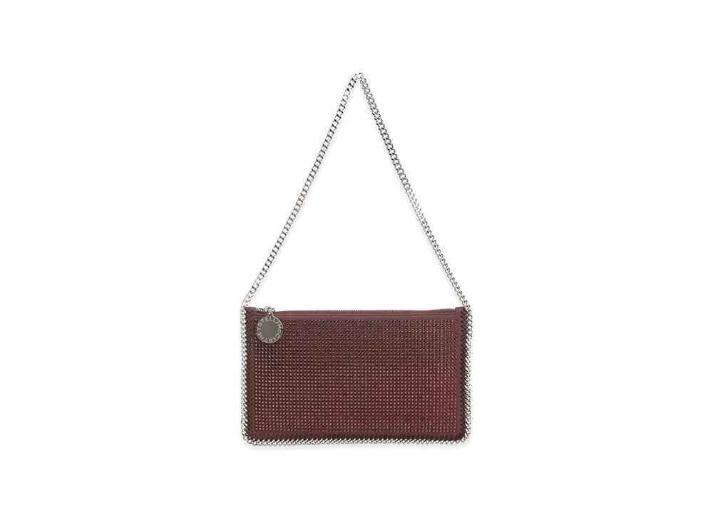 STELLA McCARTNEY Women's Falabella Pochette Accessoire Crystal Hotfix On Alter Suede "Bordeaux"