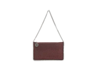 STELLA McCARTNEY Women's Falabella Pochette Accessoire Crystal Hotfix On Alter Suede "Bordeaux"