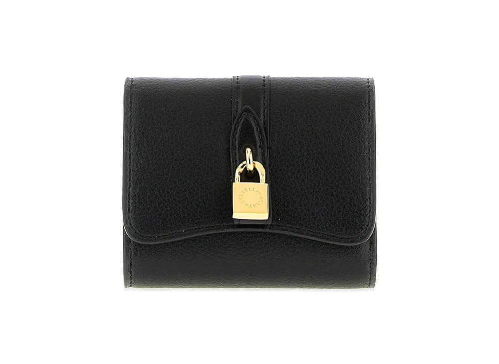 STELLA McCARTNEY Women's Stella Ryder Trifold Wallet Embossed Grainy Eco Alter Mat - Murraya + Vegea "Black"
