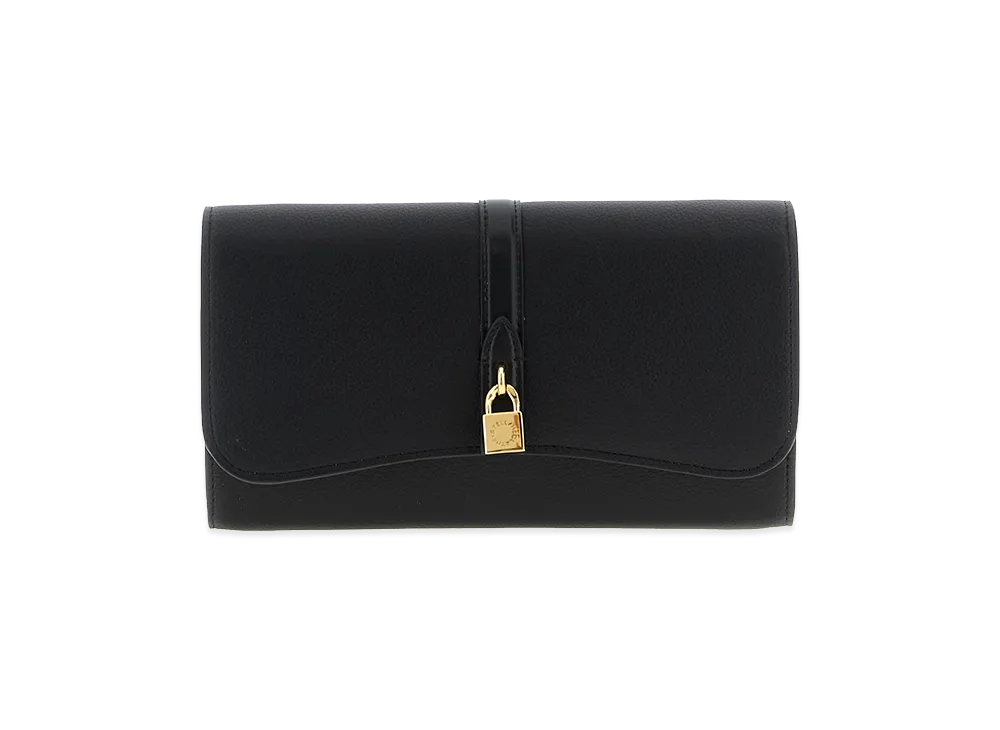 STELLA McCARTNEY Women's Stella Ryder Wallet With Strap Embossed Grainy Eco Alter Mat - Murraya + Vegea "Black"