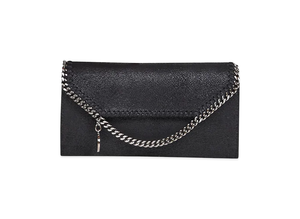 STELLA McCARTNEY Women's Falabella Continental Wallet With Chain Eco Shaggy Deer W/Ruthenium Chain "Black"