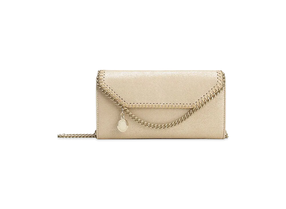 STELLA McCARTNEY Women's Falabella Continental Wallet With Chain Eco Shiny Dotted Chamois W/Tonal Chain - Airlite "Gold"