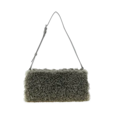 STELLA McCARTNEY Women's Shearling Clutch "Gray"