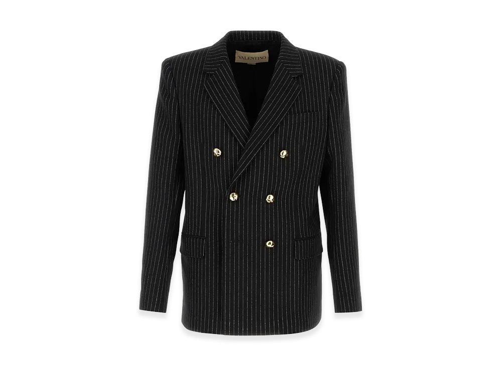 Valentino Embroidered Wool Blend Blazer "Stripped"