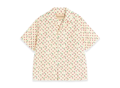 Valentino Cherryfic Print Bowling Shirt "Beige"