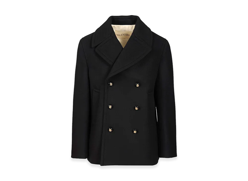VALENTINO ヴァレンティノスタッズ ピーコート ヴァレンティノ ウールピーコート 